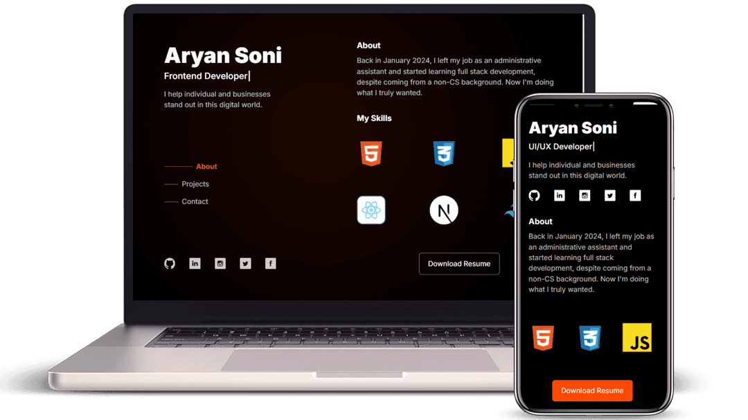 Portfolio Website (Aryan Soni)